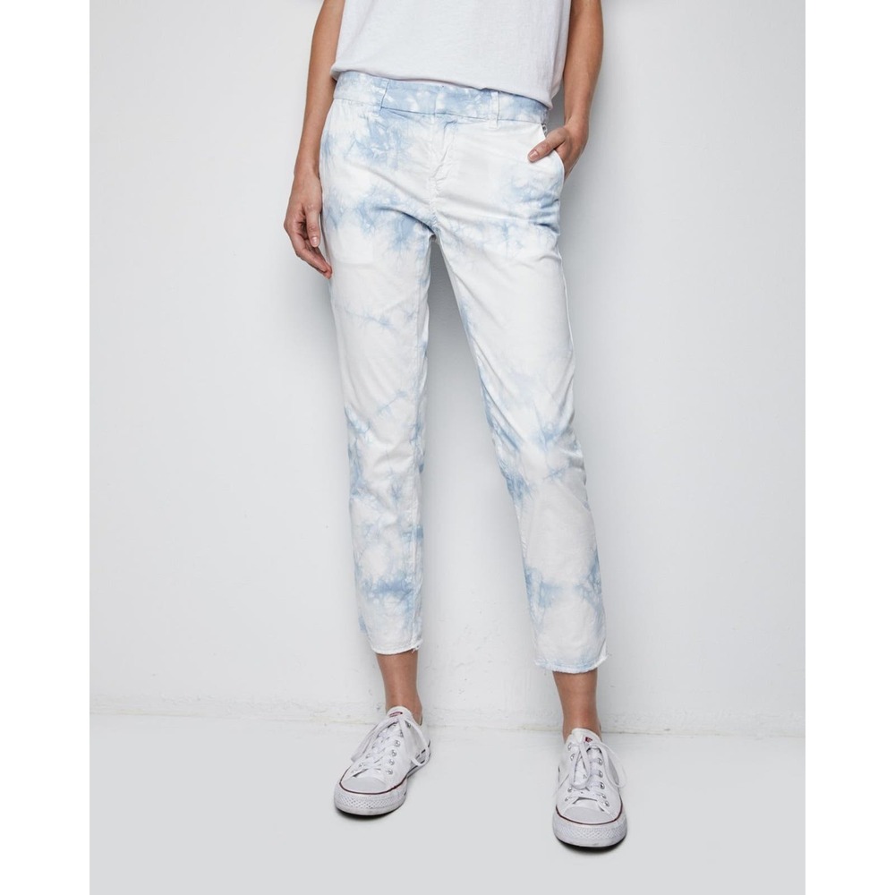 Nili Lotan Blue White Tie Dye East Hampton Straight Leg Pants Pocket